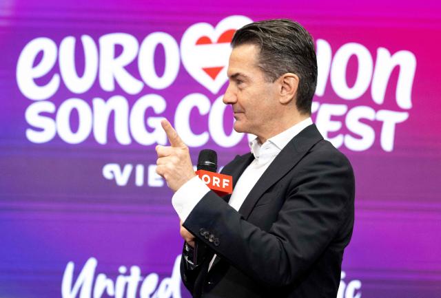 General Director of Austrian public broadcasting corporation ORF Roland Weissmann speaks during a press conference on a media update of the Eurovision Song Contest 2026 (ESC) at ORF in Vienna, Austria, on February 26, 2026. The Austrian capital Vienna will host the Eurovision Song Contest 2026 from May 12 to 16, 2026. (Photo by Joe Klamar / AFP)