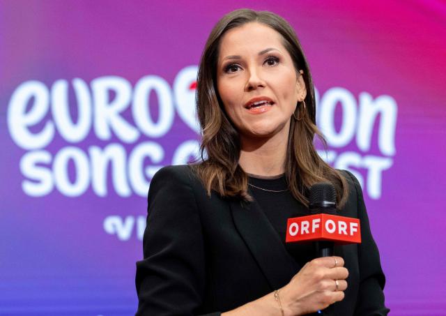 Moderator Austrian journalist Alexandra Maritza Wachter speaks during a press conference on a media update of the Eurovision Song Contest 2026 (ESC) at ORF in Vienna, Austria, on February 26, 2026. The Austrian capital Vienna will host the Eurovision Song Contest 2026 from May 12 to 16, 2026. (Photo by Joe Klamar / AFP)