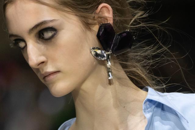 A model presents a creation of the Prada collection during the Milan Fashion Week Womens-Mens collection Fall-Winter 2026-2027, in Milan on February 26, 2026. (Photo by MIGUEL MEDINA / AFP)