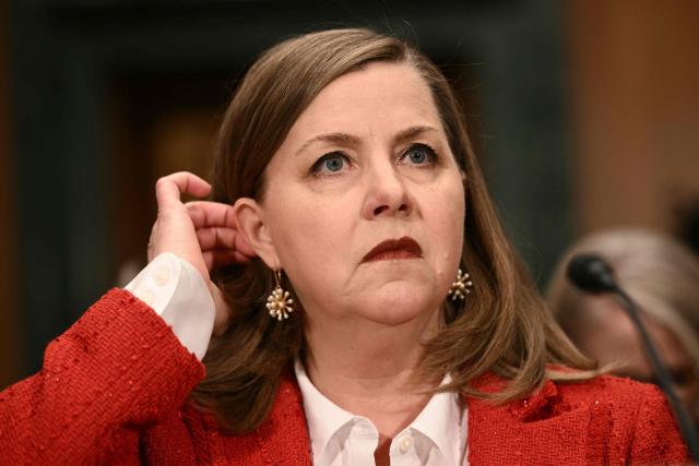 US Federal Reserve Vice Chair for Supervision Michelle Bowman testifies during a Senate Committee on Banking, Housing, and Urban Affairs hearing titled "Update from the Prudential Regulators: Rightsizing Regulation to Promote American Opportunity," on Capitol Hill in Washington, DC on February 26, 2026. (Photo by Brendan SMIALOWSKI / AFP)