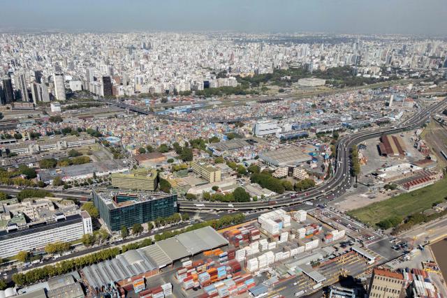 This aerial view shows Buenos Aires city, on February 26, 2026. (Photo by LUIS ROBAYO / AFP)