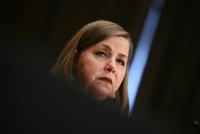 US Federal Reserve Vice Chair for Supervision Michelle Bowman testifies during a Senate Committee on Banking, Housing, and Urban Affairs hearing titled "Update from the Prudential Regulators: Rightsizing Regulation to Promote American Opportunity," on Capitol Hill in Washington, DC on February 26, 2026. (Photo by Brendan SMIALOWSKI / AFP)