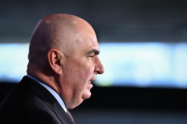 Romania's Prime Minister Ilie Bolojan addresses the audience during a high level event on the Eastern Border Regions Strategy at the EU headquarters in Brussels on February 26, 2026. (Photo by JOHN THYS / AFP)
