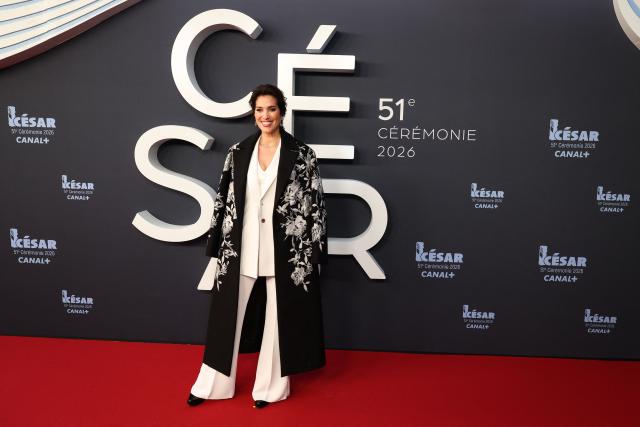 French TV and radio host Laurie Cholewa poses on the red carpet upon arrival for the 51st edition of the Cesar Film Awards ceremony at the Olympia venue in Paris on February 26, 2026. (Photo by ALAIN JOCARD / AFP)