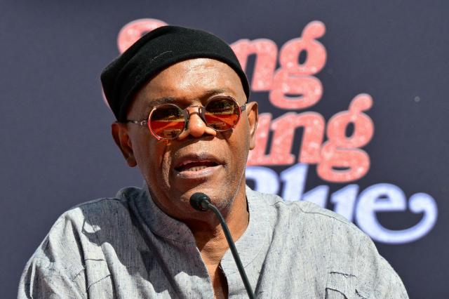 US actor Samuel L. Jackson speaks during the hand and footprint ceremony for US producer John Davis at the TCL Chinese theatre in Hollywood, California on February 26, 2026. (Photo by Frederic J. Brown / AFP)