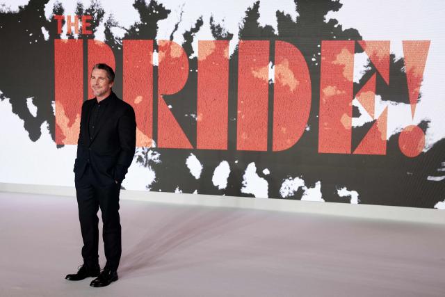 English actor Christian Bale poses upon arrival for the world premiere for the film 'The Bride' in central London on February 26, 2026. (Photo by Brook Mitchell / AFP)