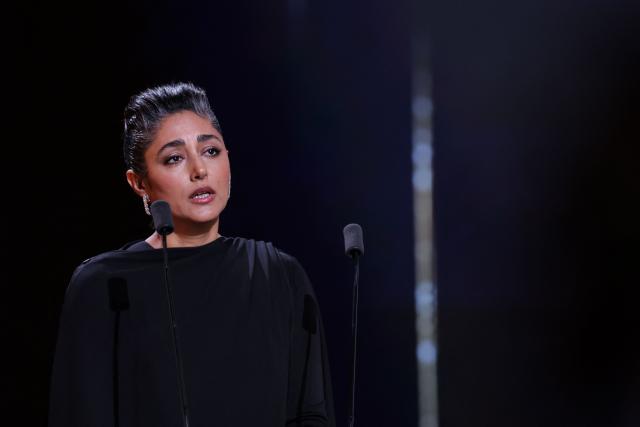 Iranian actress Golshifteh Farahani delivers a speech during the 51st edition of the Cesar Film Awards ceremony at the Olympia venue in Paris on February 26, 2026. (Photo by Thomas SAMSON / AFP)
