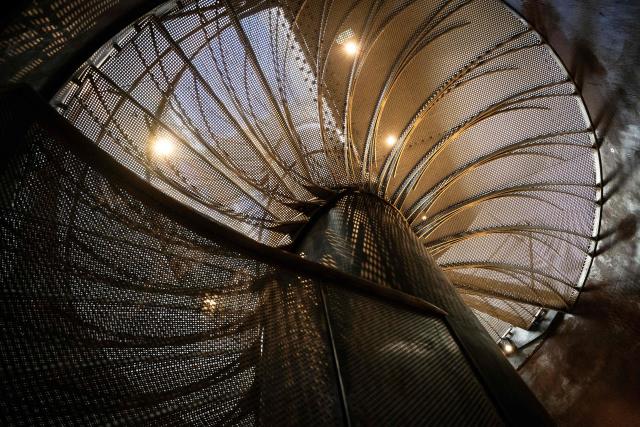 This photograph shows the stairs inside Zoi's medical centre, a start-up offering personalised medical check-ups in Paris on February 24, 2026. (Photo by Anna KURTH / AFP)
