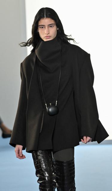 A model presents a creation by Sportmax during the Womens's ready-to-wear Fall/Winter 2026 collection fashion as part of the Milan Fashion Week, in Milan on February 27, 2025. (Photo by Andreas SOLARO / AFP)