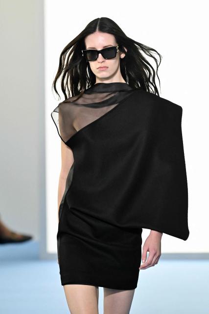 A model presents a creation by Sportmax during the Womens's ready-to-wear Fall/Winter 2026 collection fashion as part of the Milan Fashion Week, in Milan on February 27, 2025. (Photo by Andreas SOLARO / AFP)