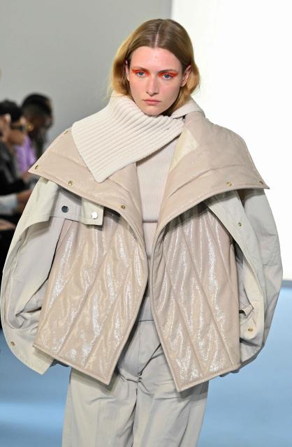 A model presents a creation by Sportmax during the Womens's ready-to-wear Fall/Winter 2026 collection fashion as part of the Milan Fashion Week, in Milan on February 27, 2025. (Photo by Andreas SOLARO / AFP)