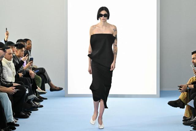 A model presents a creation by Sportmax during the Womens's ready-to-wear Fall/Winter 2026 collection fashion as part of the Milan Fashion Week, in Milan on February 27, 2025. (Photo by Andreas SOLARO / AFP)