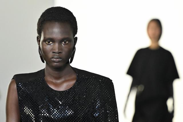 A model presents a creation by Sportmax during the Womens's ready-to-wear Fall/Winter 2026 collection fashion as part of the Milan Fashion Week, in Milan on February 27, 2025. (Photo by Andreas SOLARO / AFP)