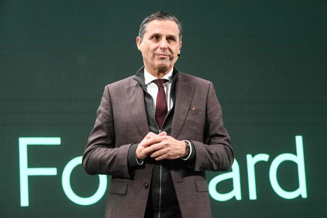 Klaus Zellmer, CEO of Skoda Auto, delivers a speech during the opening of the new battery systems assembly hall at the Skoda factory in Mlada Boleslav city on February 27, 2026. Skoda’s main plant is now the first Volkswagen Group site in Europe to produce cell-to-pack battery systems for use in electric vehicles. (Photo by Michal Cizek / AFP)