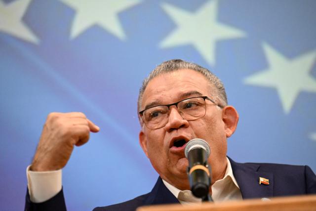 Venezuela's former presidential candidate and recently released political prisoner Enrique Marquez speaks during a press conference in Caracas on February 27, 2026. Venezuelan former presidential candidate Enrique Marquez, recently released from prison, appeared on February 24 in the gallery for honored guests at the US Congress, invited by President Donald Trump as he delivered his State of the Union address. Marquez was among the opposition figures who did not recognize Nicolas Maduros electoral victory in July 2024, a result also rejected by Washington and the European Union. He was detained in January 2025 and remained in prison until early January of this year. (Photo by Juan BARRETO / AFP)