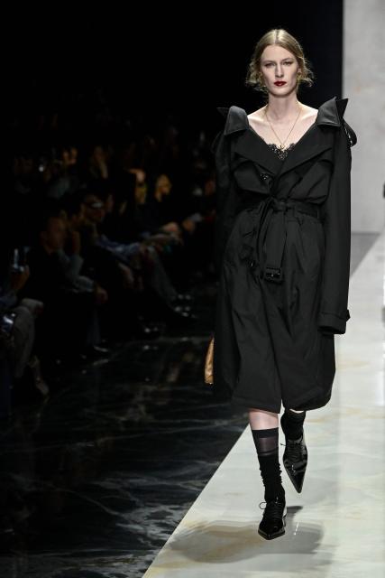 A model presents a creation for Dolce & Gabbana during the womens's ready-to-wear Fall/Winter 2026 collection fashion show as part of the Milan Fashion Week, in Milan on February 28, 2026. (Photo by Miguel MEDINA / AFP)