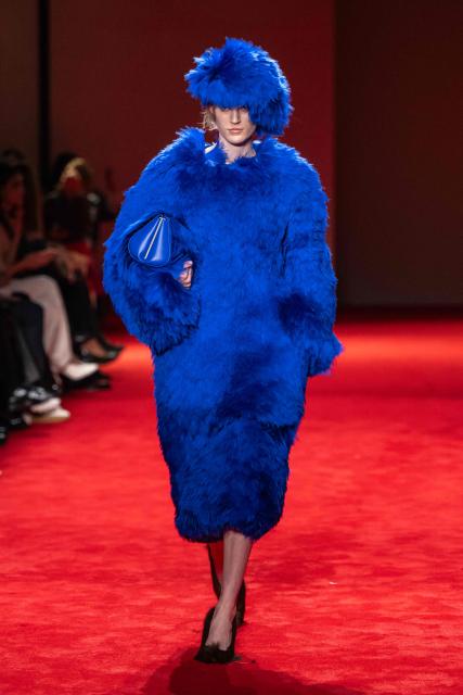 A model presents a creation for Bottega Veneta during the womens's ready-to-wear Fall/Winter 2026 collection fashion show as part of the Milan Fashion Week, in Milan on February 28, 2026. (Photo by MIGUEL MEDINA / AFP)