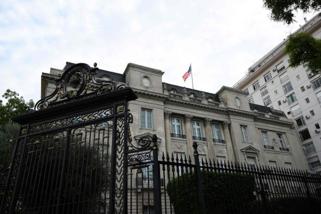 General view of the US ambassador's residence in Buenos Aires on February 28, 2026. Argentina went on high alert on February 28 after the US and Israeli attacks on Iran and the latter's retaliatory strikes. The heightened alert in Argentina involves "all the country's sensitive targets, critical infrastructure and the Jewish community," President Javier Milei's office said in a statement. (Photo by Luis ROBAYO / AFP)
