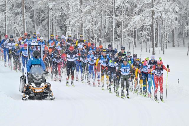 This photograph taken on March 1, 2026, shows 14.000 skiers taking the start of the Vasaloppet cross-country men's 90km marathon classic race in Salen, western Sweden. (Photo by Ulf PALM / various sources / AFP) / Sweden OUT