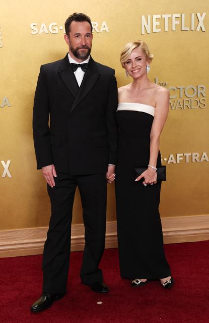 US actor Noah Wyle and his wife Sara Wells attend the 32nd Annual Actor Awards at the Shrine Auditorium in Los Angeles on March 1, 2026. (Photo by Michael Tran / AFP)