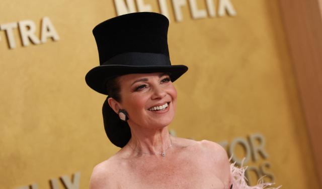 US actress Fran Drescher attends the 32nd Annual Actor Awards at the Shrine Auditorium in Los Angeles on March 1, 2026. (Photo by Michael Tran / AFP)