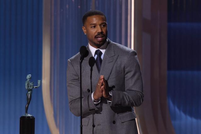 US actor Michael B. Jordan accepts the award for Outstanding Performance by a Male Actor in a Leading Role in a Motion Picture for "Sinners" during the 32nd Annual Actor Awards at the Shrine Auditorium in Los Angeles on March 1, 2026. (Photo by VALERIE MACON / AFP)