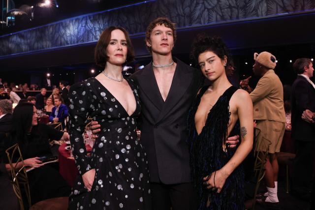 US actress Sarah Paulson, US actor Connor Storrie and US actress Odessa A'Zion pose for a photo during the 32nd Annual Actor Awards at the Shrine Auditorium in Los Angeles on March 1, 2026. (Photo by VALERIE MACON / AFP)