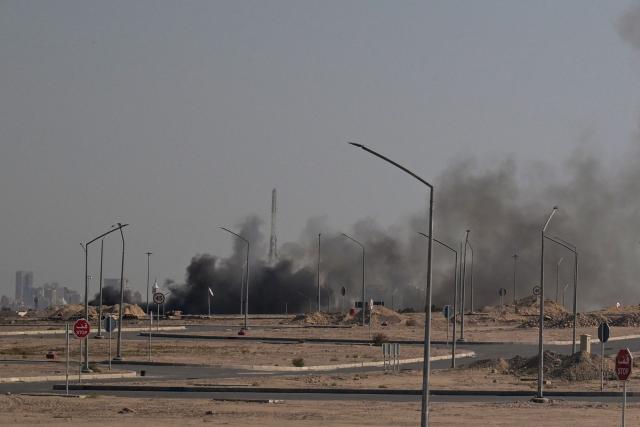 Smoke rises from a reported Iranian strike in the area where the US Embassy is located in Kuwait City on March 2, 2026. Black smoke was seen rising from the US embassy in Kuwait City on March 2 after the latest volley of Iranian strikes, an AFP correspondent saw. (Photo by AFP)