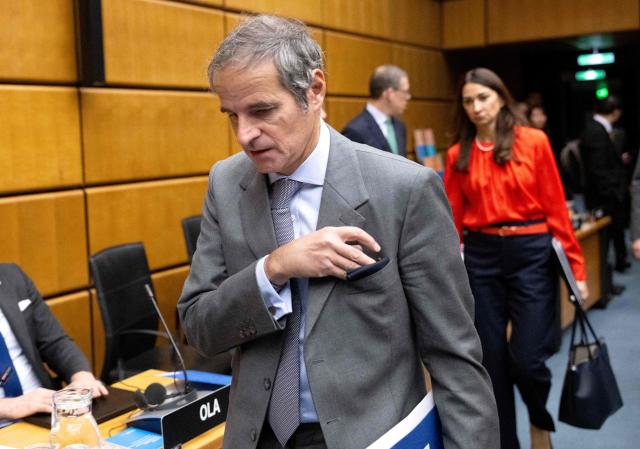 Director General of the International Atomic Energy Agency (IAEA) Rafael Grossi arrives for special meeting on Iran, initiated by Russia, prior to the IAEA’s Board of Governors meeting at the agency's headquarters in Vienna, Austria on March 02, 2026. (Photo by Joe Klamar / AFP)