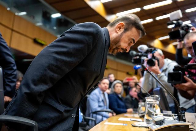Iran’s ambassador to the International Atomic Energy Agency (IAEA) Reza Najafi attends the special meeting on Iran, initiated by Russia, prior to the IAEA’s Board of Governors meeting at the agency's headquarters in Vienna, Austria on March 2, 2026. Delegates at the United Nations' nuclear agency began meeting on Monday for an extraordinary session on Iran in the wake of the US-Israeli strikes on the Islamic republic. Russia, a key ally of Tehran, requested the meeting at the Vienna-based International Atomic Energy Agency (IAEA), following the same request by Iran. The extraordinary meeting precedes an already scheduled regular session of the IAEA's board of governors, which represents 35 countries. (Photo by Joe Klamar / AFP)