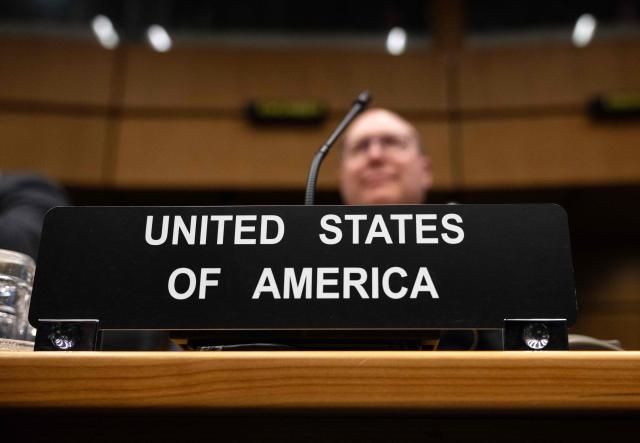 The US' ambassador to the International Atomic Energy Agency (IAEA) Howard Solomon attends the special meeting on Iran, initiated by Russia, prior to the IAEAs Board of Governors meeting at the agency's headquarters in Vienna, Austria on March 2, 2026. Delegates at the United Nations' nuclear agency began meeting on Monday for an extraordinary session on Iran in the wake of the US-Israeli strikes on the Islamic republic. Russia, a key ally of Tehran, requested the meeting at the Vienna-based International Atomic Energy Agency (IAEA), following the same request by Iran. The extraordinary meeting precedes an already scheduled regular session of the IAEA's board of governors, which represents 35 countries. (Photo by Joe Klamar / AFP)