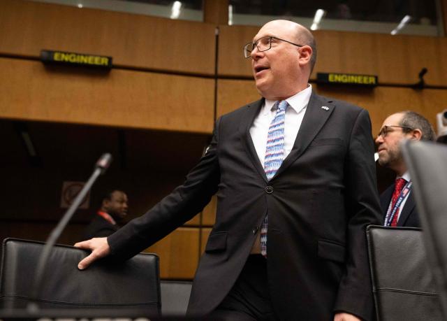 The US' ambassador to the International Atomic Energy Agency (IAEA) Howard Solomon attends the special meeting on Iran, initiated by Russia, prior to the IAEAs Board of Governors meeting at the agency's headquarters in Vienna, Austria on March 2, 2026. Delegates at the United Nations' nuclear agency began meeting on Monday for an extraordinary session on Iran in the wake of the US-Israeli strikes on the Islamic republic. Russia, a key ally of Tehran, requested the meeting at the Vienna-based International Atomic Energy Agency (IAEA), following the same request by Iran. The extraordinary meeting precedes an already scheduled regular session of the IAEA's board of governors, which represents 35 countries. (Photo by Joe Klamar / AFP)