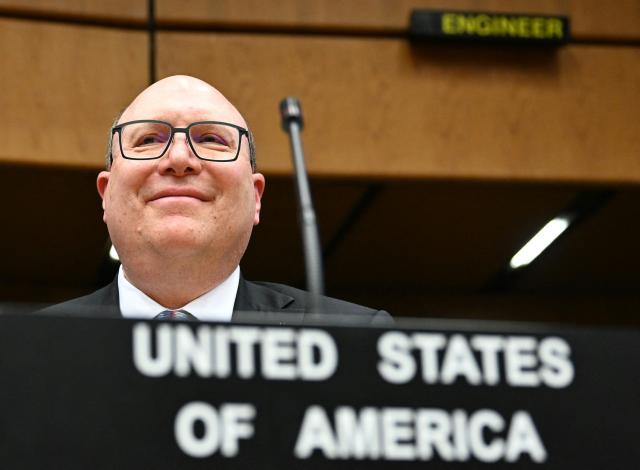 The US' ambassador to the International Atomic Energy Agency (IAEA) Howard Solomon attends the special meeting on Iran, initiated by Russia, prior to the IAEAs Board of Governors meeting at the agency's headquarters in Vienna, Austria on March 2, 2026. Delegates at the United Nations' nuclear agency began meeting on Monday for an extraordinary session on Iran in the wake of the US-Israeli strikes on the Islamic republic. Russia, a key ally of Tehran, requested the meeting at the Vienna-based International Atomic Energy Agency (IAEA), following the same request by Iran. The extraordinary meeting precedes an already scheduled regular session of the IAEA's board of governors, which represents 35 countries. (Photo by HELMUT FOHRINGER / APA / AFP) / Austria OUT