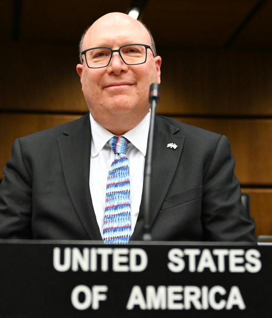 The US' ambassador to the International Atomic Energy Agency (IAEA) Howard Solomon attends the special meeting on Iran, initiated by Russia, prior to the IAEAs Board of Governors meeting at the agency's headquarters in Vienna, Austria on March 2, 2026. Delegates at the United Nations' nuclear agency began meeting on Monday for an extraordinary session on Iran in the wake of the US-Israeli strikes on the Islamic republic. Russia, a key ally of Tehran, requested the meeting at the Vienna-based International Atomic Energy Agency (IAEA), following the same request by Iran. The extraordinary meeting precedes an already scheduled regular session of the IAEA's board of governors, which represents 35 countries. (Photo by HELMUT FOHRINGER / APA / AFP) / Austria OUT