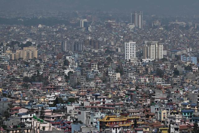 A general view of buildings in a densely packed neighbourhood in Kathmandu on March 2, 2026 ahead of parliamentary elections in Nepal. (Photo by Tauseef MUSTAFA / AFP)