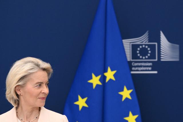 European Commission president Ursula von der Leyen attends a joint press conference with Swiss President before the signing ceremony of the Switzerland–EU package of agreements (Bilaterals III) aimed at simplifying and harmonising their ties, in Brussels on March 2, 2026. (Photo by Nicolas TUCAT / AFP)
