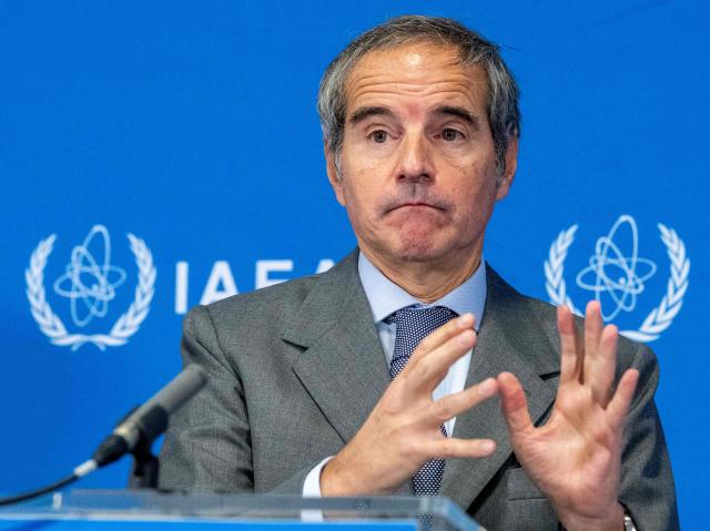 Director General of the International Atomic Energy Agency (IAEA) Rafael Grossi gestures as he speaks to journalists during his press conference after the special meeting on Iran, initiated by Russia, during the IAEA's Board of Governors meeting at the agency's headquarters in Vienna, Austria on March 2, 2026. The head of the UN's nuclear watchdog said on March 2 his agency has "no indication" that any nuclear installations have been damaged or hit in Iran following US and Israeli strikes on the country. (Photo by Joe Klamar / AFP)