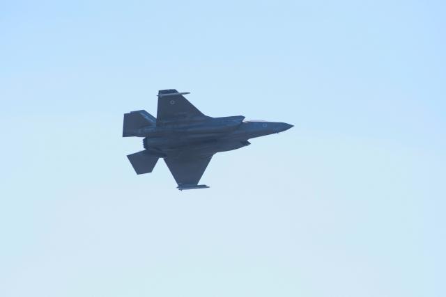 TOPSHOT - A fighter jet takes off from RAF Akrotiri base following two reported drone attacks near Limassol on March 2, 2026. The British sovereign base in Cyprus was being evacuated on March after sirens sounded, an AFP correspondent said. (Photo by AFP)