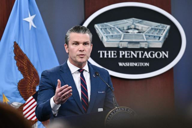US Defense Secretary Pete Hegseth speaks during a press conference on US military action in Iran, at the Pentagon in Washington, DC, on March 2, 2026. The United States hit hundreds of targets across Iran, and Israel expanded its bombing to Lebanon on Monday as President Donald Trump vowed to avenge the first US deaths in the war he launched to topple Tehran's ruling clerics. Iranian forces fired missiles and drones across the Middle East, killing people in Israel and the United Arab Emirates, in retaliation for the conflict that began February 28 with the death of Iran's supreme leader, Ayatollah Ali Khamenei. (Photo by Brendan SMIALOWSKI / AFP)