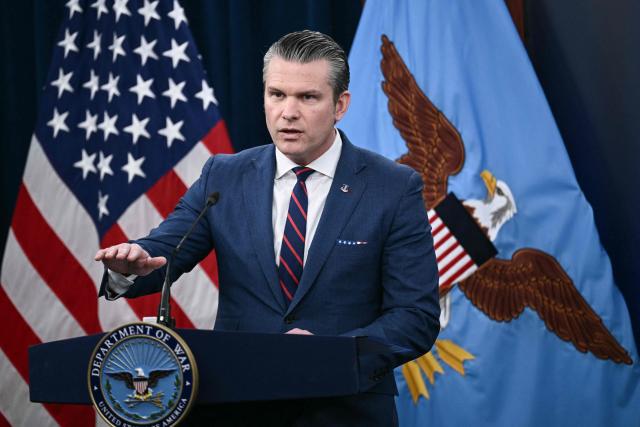 US Defense Secretary Pete Hegseth speaks during a press conference on US military action in Iran, at the Pentagon in Washington, DC, on March 2, 2026. The United States hit hundreds of targets across Iran, and Israel expanded its bombing to Lebanon on Monday as President Donald Trump vowed to avenge the first US deaths in the war he launched to topple Tehran's ruling clerics. Iranian forces fired missiles and drones across the Middle East, killing people in Israel and the United Arab Emirates, in retaliation for the conflict that began February 28 with the death of Iran's supreme leader, Ayatollah Ali Khamenei. (Photo by Brendan SMIALOWSKI / AFP)