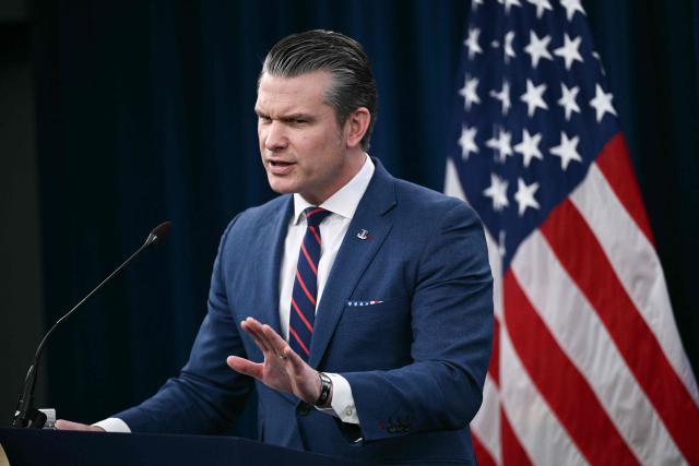 US Defense Secretary Pete Hegseth speaks during a press conference on US military action in Iran, at the Pentagon in Washington, DC, on March 2, 2026. The United States hit hundreds of targets across Iran, and Israel expanded its bombing to Lebanon on Monday as President Donald Trump vowed to avenge the first US deaths in the war he launched to topple Tehran's ruling clerics. Iranian forces fired missiles and drones across the Middle East, killing people in Israel and the United Arab Emirates, in retaliation for the conflict that began February 28 with the death of Iran's supreme leader, Ayatollah Ali Khamenei. (Photo by Brendan SMIALOWSKI / AFP)