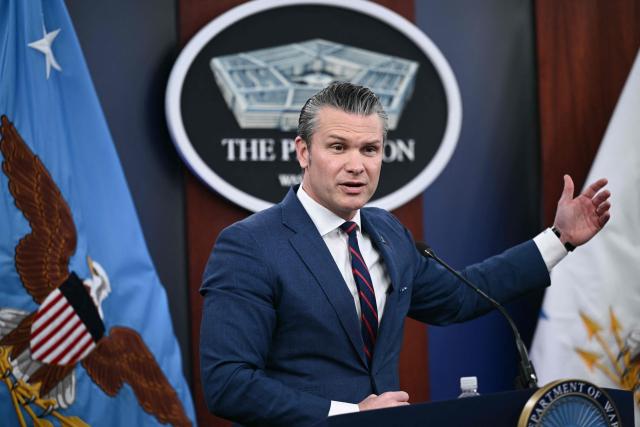 US Defense Secretary Pete Hegseth speaks during a press conference on US military action in Iran, at the Pentagon in Washington, DC, on March 2, 2026. The United States hit hundreds of targets across Iran, and Israel expanded its bombing to Lebanon on Monday as President Donald Trump vowed to avenge the first US deaths in the war he launched to topple Tehran's ruling clerics. Iranian forces fired missiles and drones across the Middle East, killing people in Israel and the United Arab Emirates, in retaliation for the conflict that began February 28 with the death of Iran's supreme leader, Ayatollah Ali Khamenei. (Photo by Brendan SMIALOWSKI / AFP)
