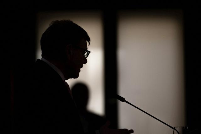 German Foreign Minister Johann Wadephul addresses the press after a crisis team meeting at the Foreign Ministry in Berlin on March 2, 2026. (Photo by Axel Schmidt / POOL / AFP)