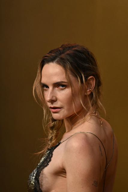 Swedish actress Rebecca Ferguson poses upon arrival on the red carpet for the global premiere of the film 'Peaky Blinders: The Immortal Man' in Birmingham, central England on March 2, 2026. (Photo by Paul ELLIS / AFP)