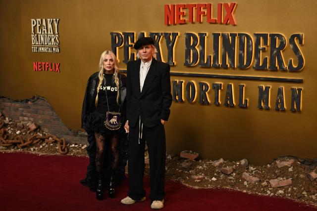 British musician John Taylor and US designer Gela Nash-Taylor pose upon arrival on the red carpet for the global premiere of the film 'Peaky Blinders: The Immortal Man' in Birmingham, central England on March 2, 2026. (Photo by Paul ELLIS / AFP)