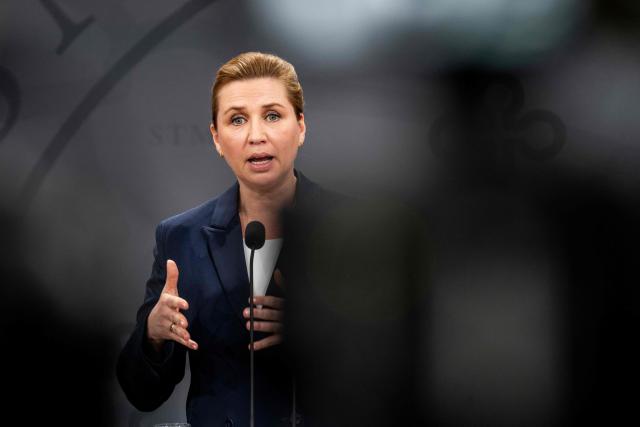 Danish Prime Minister Mette Frederiksen holds a press conference on European security in the Mirror Hall at the Prime Minister's Office in Copenhagen, on March 2, 2026. (Photo by Ida Marie Odgaard / Ritzau Scanpix / AFP) / Denmark OUT