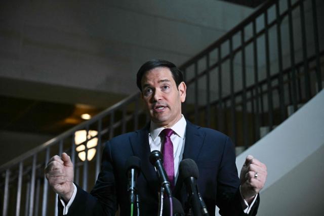 US Secretary of State Marco Rubio arrives to brief House and Senate leaders on US military action in Iran, at the US Capitol in Washington, DC, on March 2, 2026. The United States hit hundreds of targets across Iran, and Israel expanded its bombing to Lebanon on Monday as President Donald Trump vowed to avenge the first US deaths in the war he launched to topple Tehran's ruling clerics. Iranian forces fired missiles and drones across the Middle East, killing people in Israel and the United Arab Emirates, in retaliation for the conflict that began February 28 with the death of Iran's supreme leader, Ayatollah Ali Khamenei. (Photo by Brendan SMIALOWSKI / AFP)