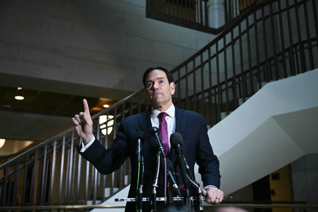 US Secretary of State Marco Rubio arrives to brief House and Senate leaders on US military action in Iran, at the US Capitol in Washington, DC, on March 2, 2026. The United States hit hundreds of targets across Iran, and Israel expanded its bombing to Lebanon on Monday as President Donald Trump vowed to avenge the first US deaths in the war he launched to topple Tehran's ruling clerics. Iranian forces fired missiles and drones across the Middle East, killing people in Israel and the United Arab Emirates, in retaliation for the conflict that began February 28 with the death of Iran's supreme leader, Ayatollah Ali Khamenei. (Photo by Brendan SMIALOWSKI / AFP)