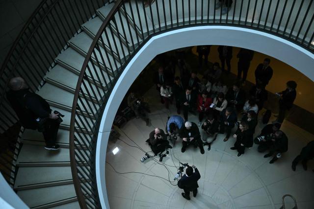 US Secretary of State Marco Rubio arrives to brief House and Senate leaders on US military action in Iran, at the US Capitol in Washington, DC, on March 2, 2026. The United States hit hundreds of targets across Iran, and Israel expanded its bombing to Lebanon on Monday as President Donald Trump vowed to avenge the first US deaths in the war he launched to topple Tehran's ruling clerics. Iranian forces fired missiles and drones across the Middle East, killing people in Israel and the United Arab Emirates, in retaliation for the conflict that began February 28 with the death of Iran's supreme leader, Ayatollah Ali Khamenei. (Photo by Brendan SMIALOWSKI / AFP)