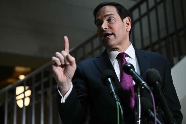 US Secretary of State Marco Rubio addresses the press before briefing House and Senate leaders on US military action in Iran, at the US Capitol in Washington, DC, on March 2, 2026. The United States hit hundreds of targets across Iran, and Israel expanded its bombing to Lebanon on Monday as President Donald Trump vowed to avenge the first US deaths in the war he launched to topple Tehran's ruling clerics. Iranian forces fired missiles and drones across the Middle East, killing people in Israel and the United Arab Emirates, in retaliation for the conflict that began February 28 with the death of Iran's supreme leader, Ayatollah Ali Khamenei. (Photo by Brendan SMIALOWSKI / AFP)